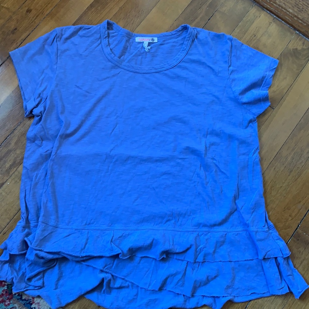 Sundry for Anthropologie 100 percent Pima‎ cotton ruffle tee. NWOT . Retail 69